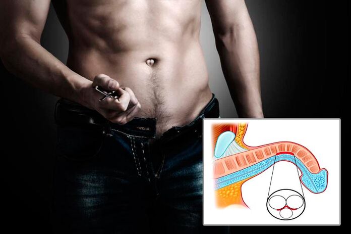 un homme ouvre sa braguette pour des exercices d'agrandissement du pénis